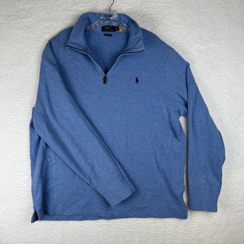 Polo Ralph Lauren Estate Rib 1/4 Zip Pullover Sweater Blue Men's Size XL